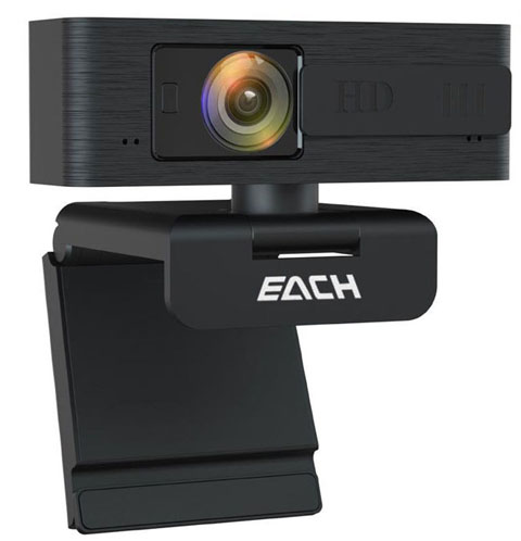 A webcam is tlited slightly to the right.